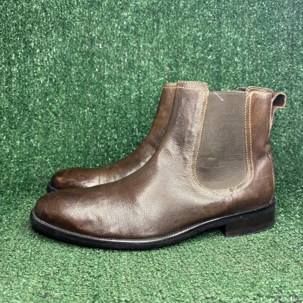 Cole Haan C08696 Chelsea Leather Elastic Side Goring Ankle Boot Brown Mens Sz 9